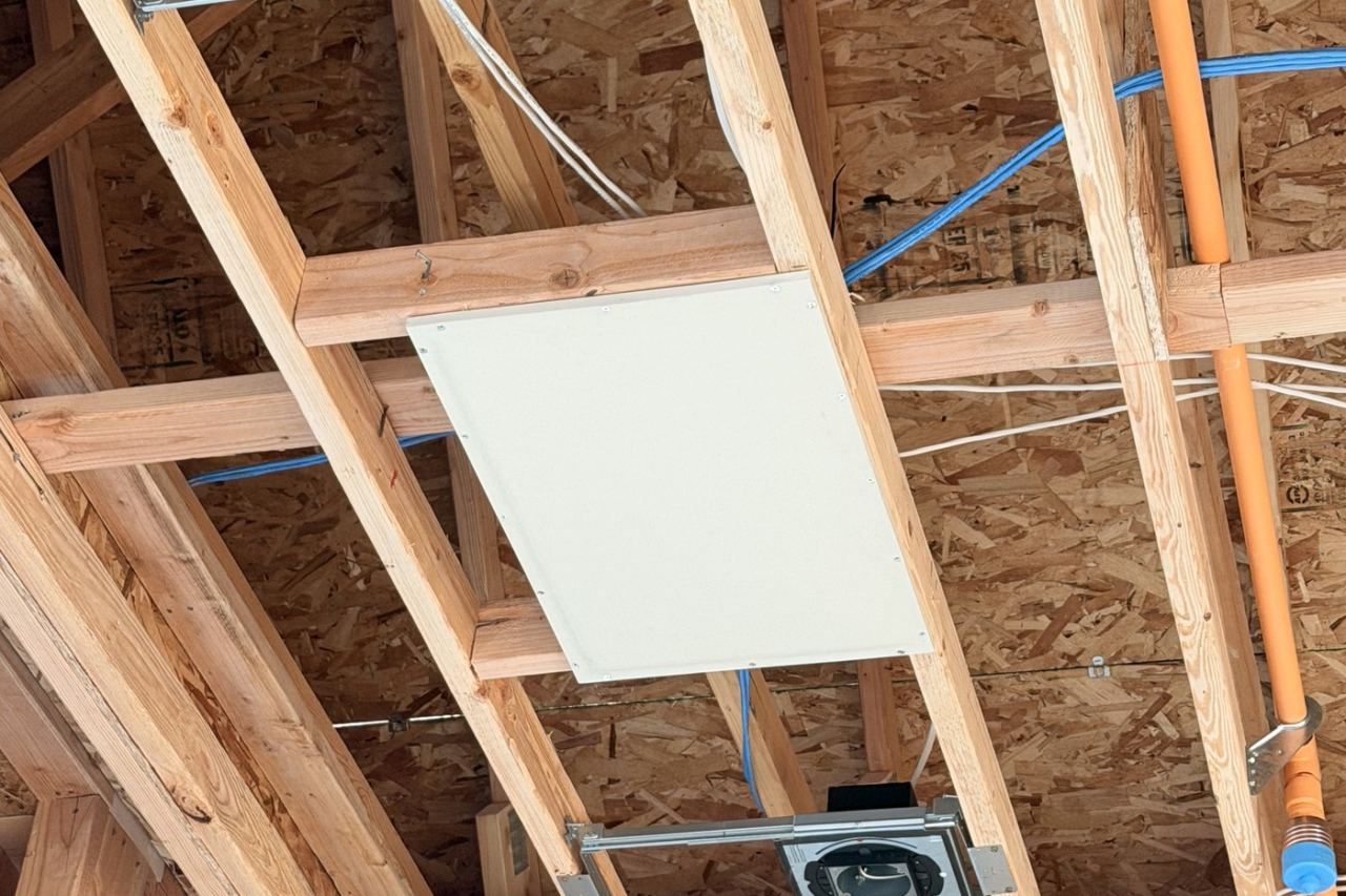 In-ceiling speaker rough-in in joist bays — Utah County Estate