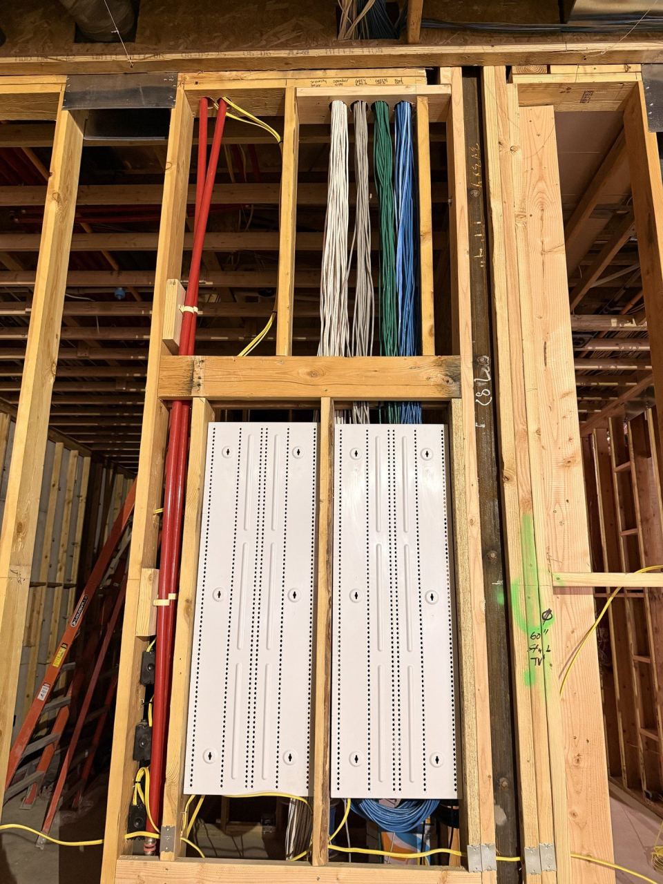 Structured wiring patch panels in framing — Utah County Estate