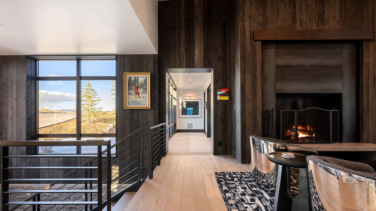 Upper Hallway with Fireplace View